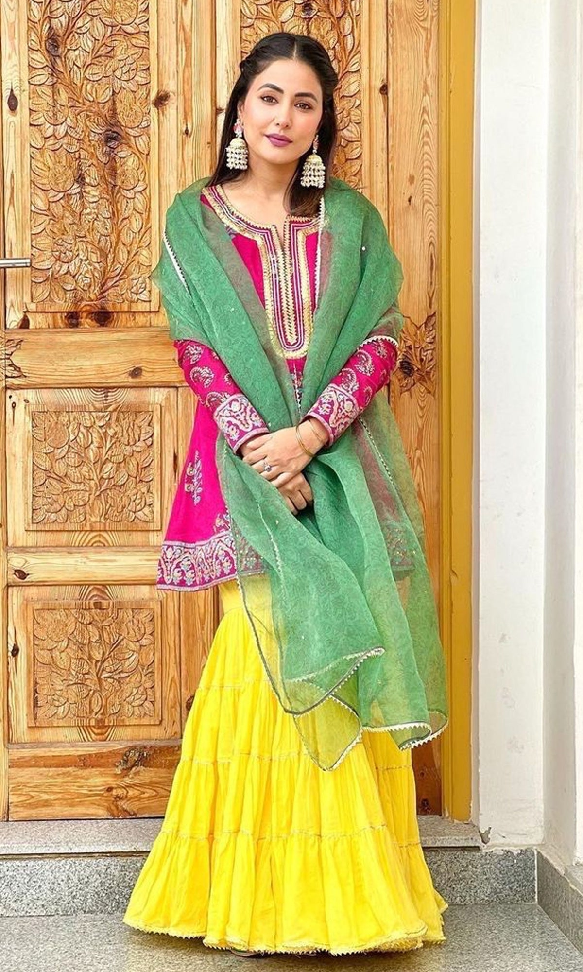 Rani Pink Anarkali Suit In Mono Silk With Embroidery Work – Kaleendi