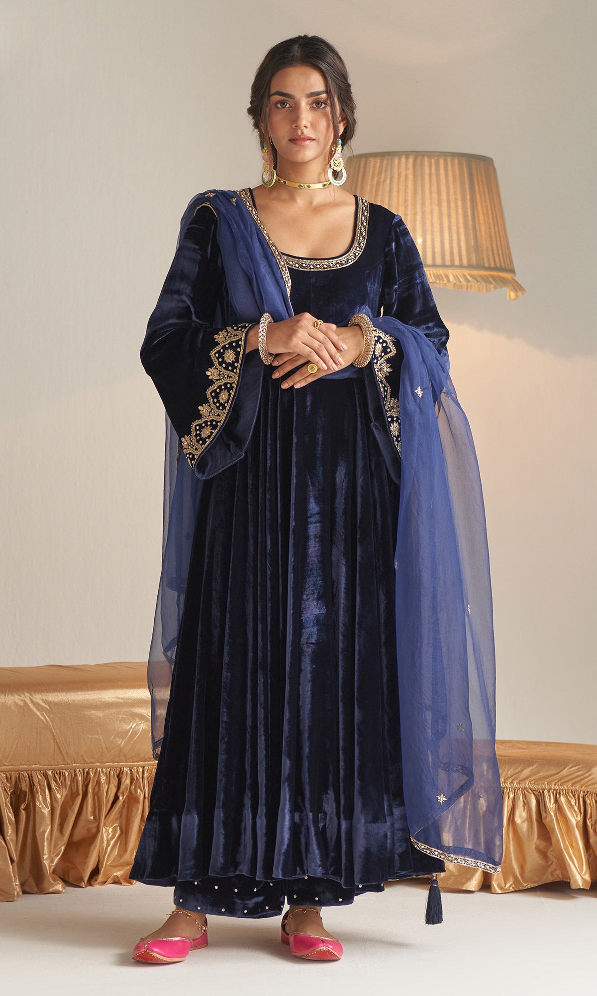 Shivangi Joshi in Kalki twilight blue embroidered velvet anarkali suit